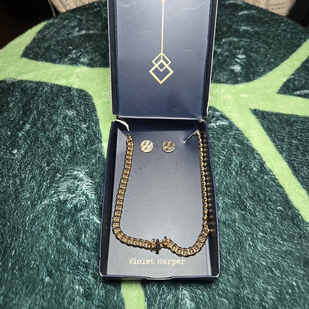 Gold Necklace and Earring Set